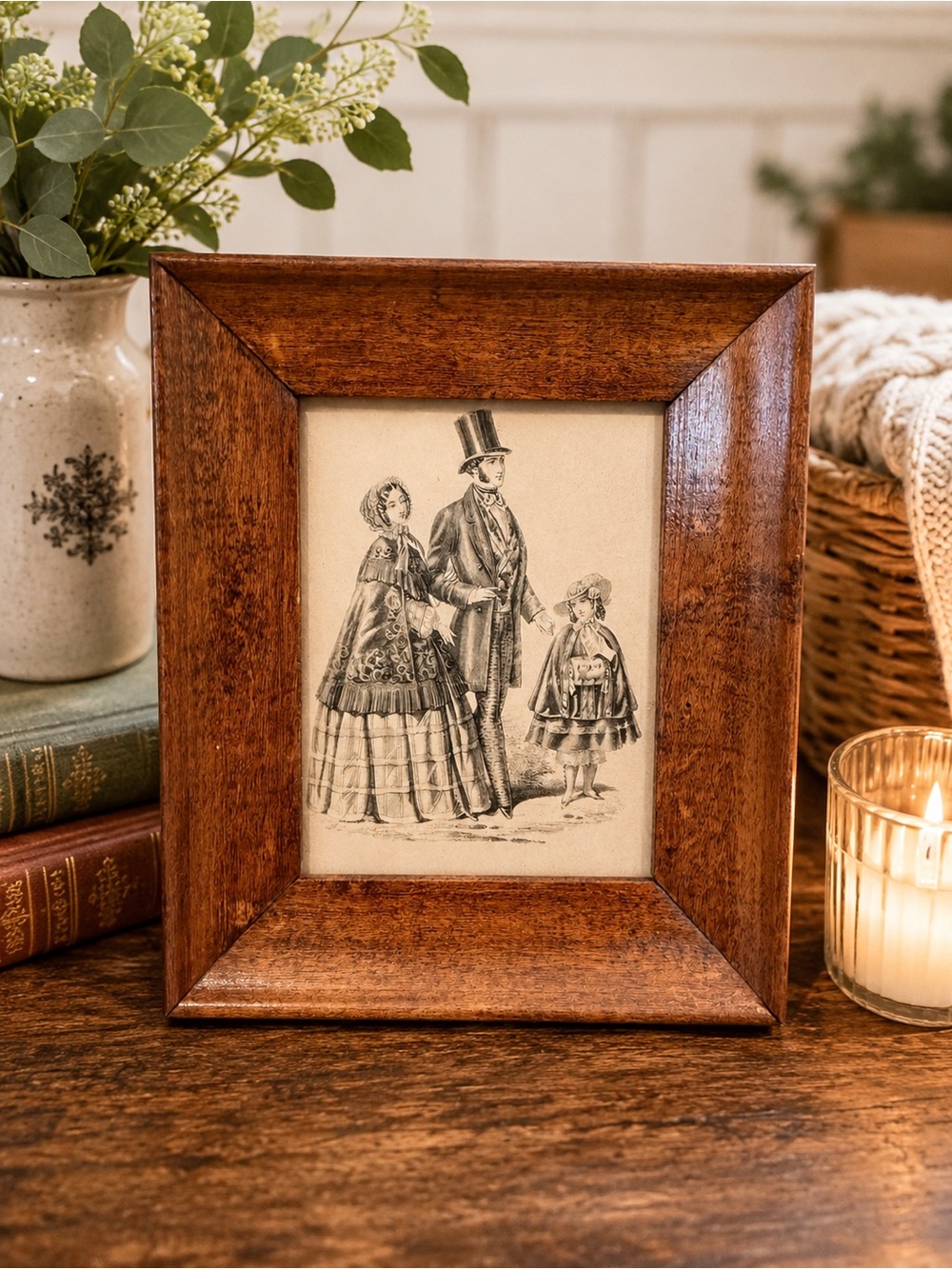 Vintage Brown Wooden Picture Frame - Vintage